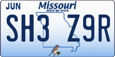 MO license plate SH3Z9R