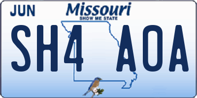 MO license plate SH4A0A