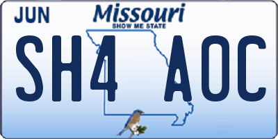 MO license plate SH4A0C