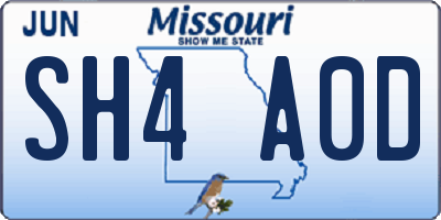 MO license plate SH4A0D