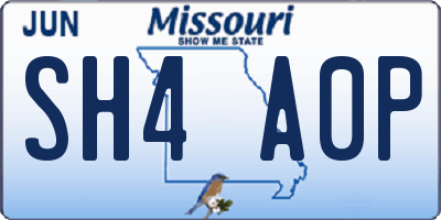MO license plate SH4A0P