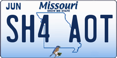MO license plate SH4A0T