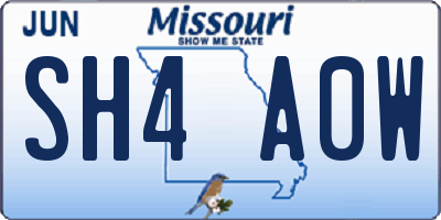 MO license plate SH4A0W