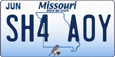 MO license plate SH4A0Y