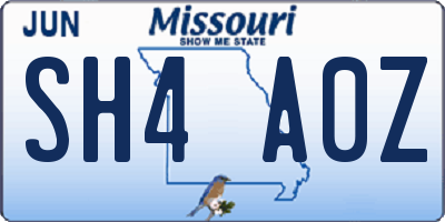 MO license plate SH4A0Z