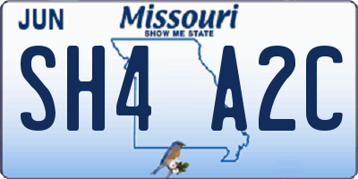 MO license plate SH4A2C