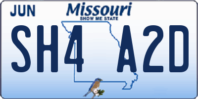 MO license plate SH4A2D