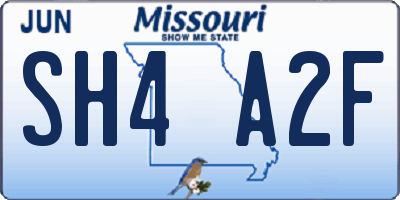 MO license plate SH4A2F
