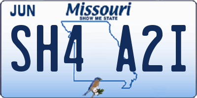 MO license plate SH4A2I