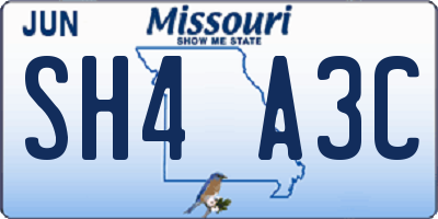 MO license plate SH4A3C