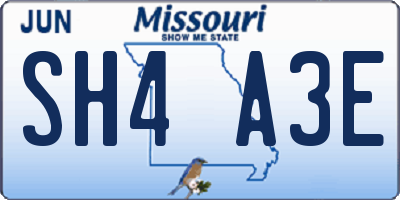 MO license plate SH4A3E