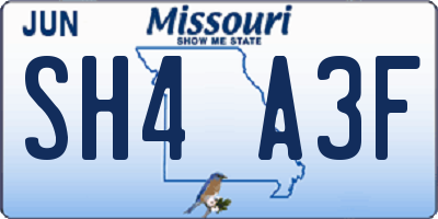 MO license plate SH4A3F