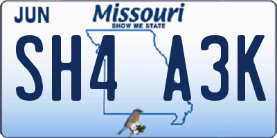 MO license plate SH4A3K