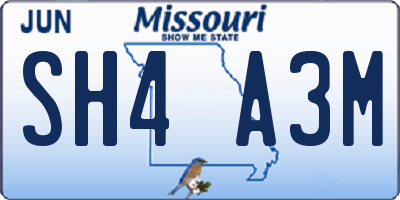 MO license plate SH4A3M
