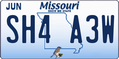 MO license plate SH4A3W