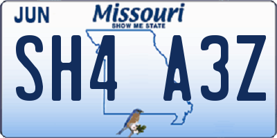 MO license plate SH4A3Z