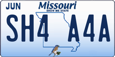 MO license plate SH4A4A
