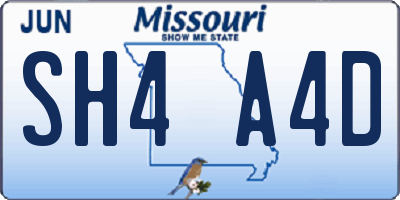 MO license plate SH4A4D