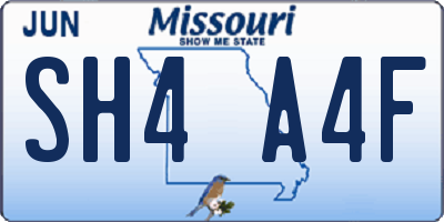 MO license plate SH4A4F