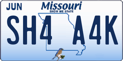 MO license plate SH4A4K