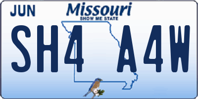 MO license plate SH4A4W