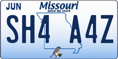 MO license plate SH4A4Z