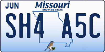 MO license plate SH4A5C