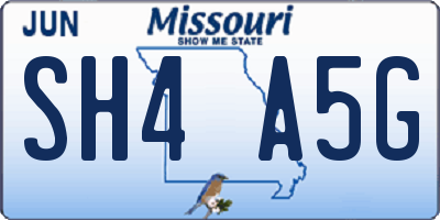 MO license plate SH4A5G