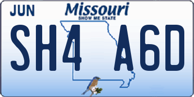 MO license plate SH4A6D