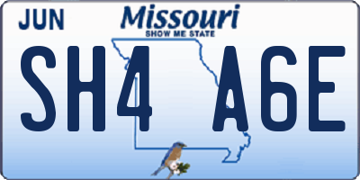 MO license plate SH4A6E