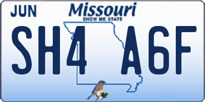 MO license plate SH4A6F