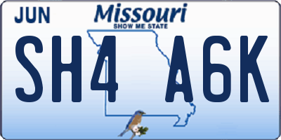 MO license plate SH4A6K