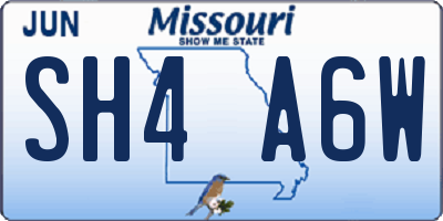 MO license plate SH4A6W