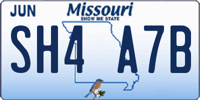 MO license plate SH4A7B
