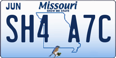 MO license plate SH4A7C