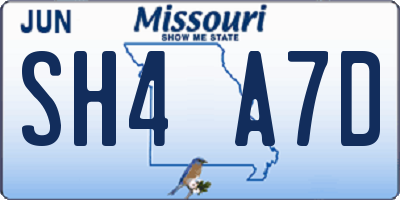 MO license plate SH4A7D
