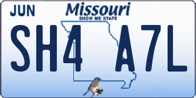 MO license plate SH4A7L