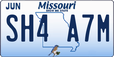 MO license plate SH4A7M