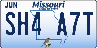 MO license plate SH4A7T