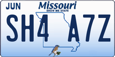 MO license plate SH4A7Z