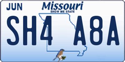 MO license plate SH4A8A