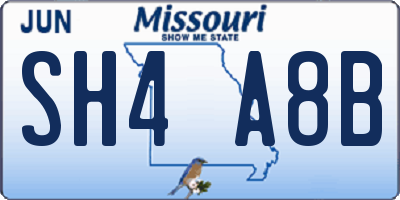 MO license plate SH4A8B