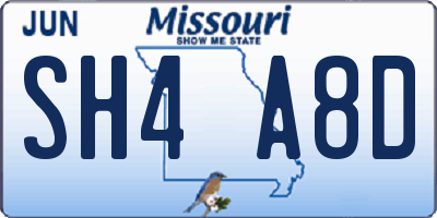 MO license plate SH4A8D