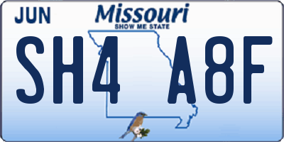 MO license plate SH4A8F