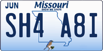 MO license plate SH4A8I