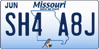 MO license plate SH4A8J