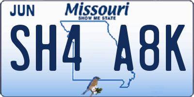 MO license plate SH4A8K