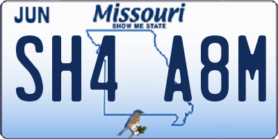 MO license plate SH4A8M