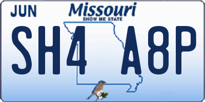 MO license plate SH4A8P