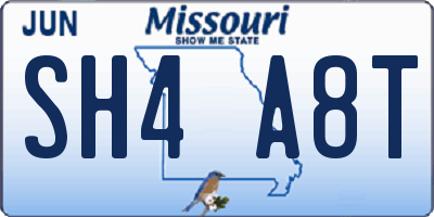 MO license plate SH4A8T
